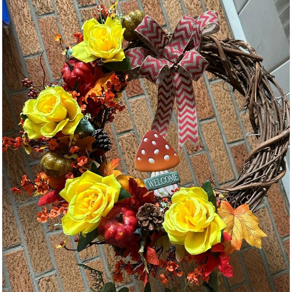 Made by Mama Fall Floral Mushroom Wreath